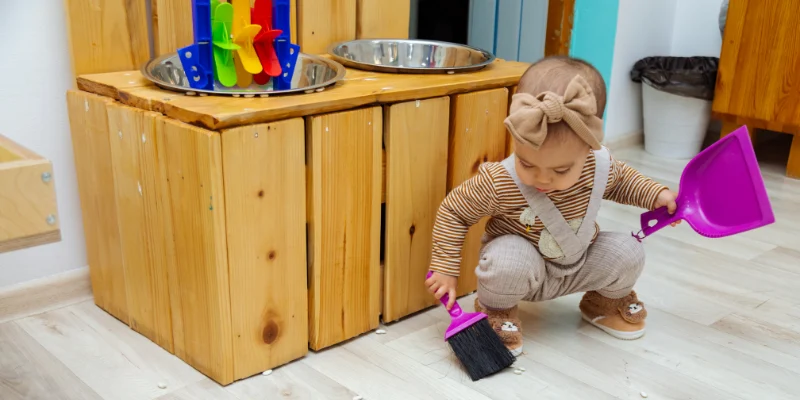 Childcare Learning Stories - Young Child Cleaning